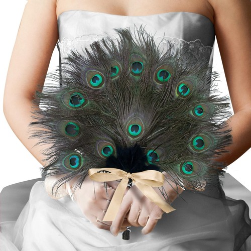 Peacock feather fan - peacock,
