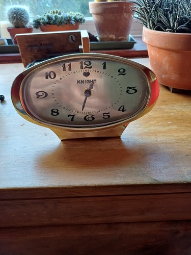 Brass mantle desk - brass, clock