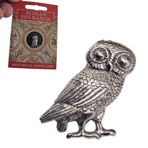 Owl pin badge pewter - owl,