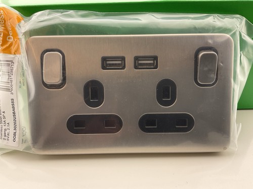 Schneider double socket usb - &,