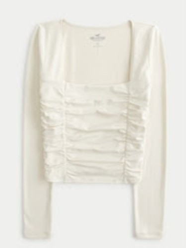 Hollister cream square neck - cream,