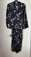 Stunning BNWT M&S Rosie Autograph navy print collared satin pyjamas