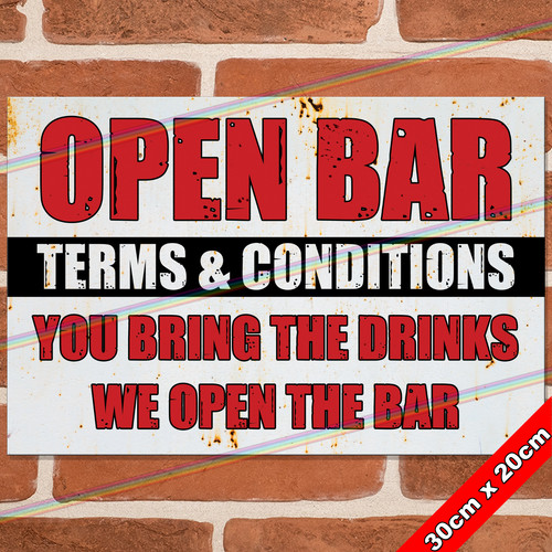 Open bar 30cm metal - open, signs
