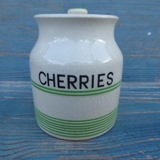 Sadler Green  cream Kleen Kitchen Ware Cherries storage jar VINTAGE KITCHENALIA
