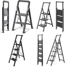 2, 3, 4 & 5 STEP LADDERS FOLDABLE FOR DIY KITCHEN OFFICE ANTI SLIP TREAD LADDERS