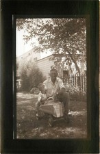1950's RPPC Postcard Man and Son With Pedal Car, Unknown US Location