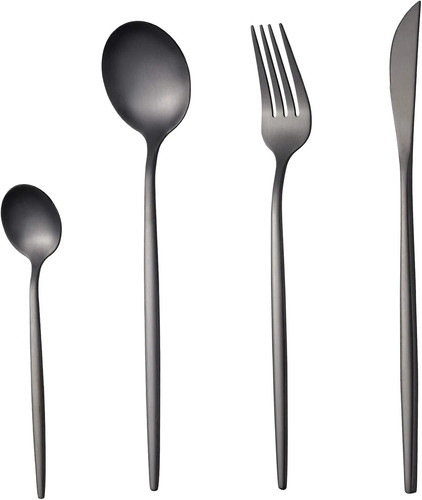 Matt black cutlery sets - matt,
