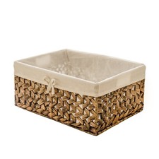 Rectangular Woven Seagrass Storage Bins with Handle,. (water hyacinth, Medium)