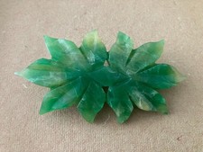 Vintage Bakelite BROOCH jade green leaves leaf 3" long UNUSUAL