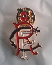 GREAT FIND GLASGOW RANGERS RED WHITE & BLUE RFC CREST AND POPPY PIN BADGE NEW 