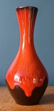 Vintage CANADIANA Drip Glaze Red Fat Lava Art Pottery Vase 1970s - Albert Dube