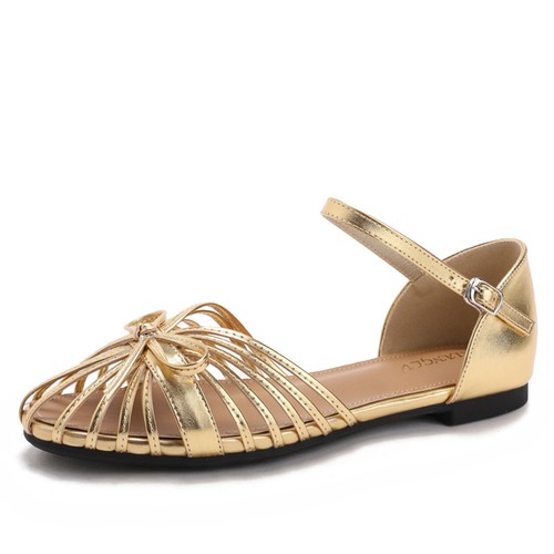 Women bow strappy - women's, flat