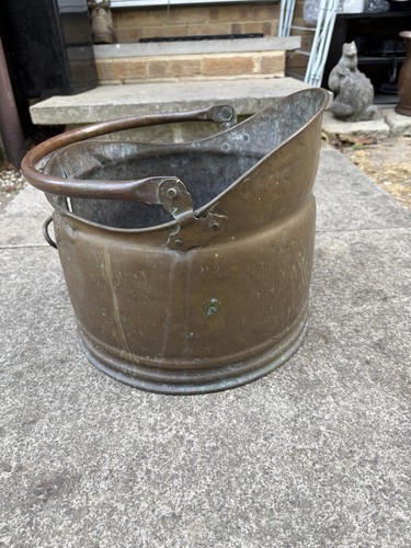 Antique brass coal scuttle - brass,