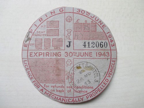 Tax disc wartime vintage - disc,