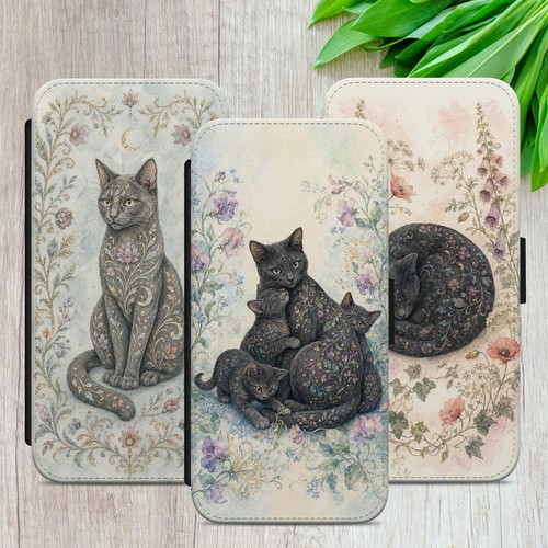 Black cat flip case - flip, iphone