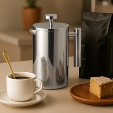 650Ml/4Up stainless steel French piezoelectric insulated silver coffee machine