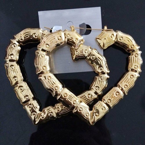 Large bamboo earrings hip - bamboo, hip-hop
