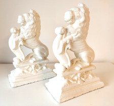 Pair of Vintage Stone Lion Rampant Door Stops