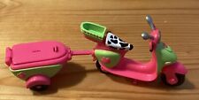 Polly Pocket Fashion Polly Moped Scooter :  Pink & Lime Green With Trailer