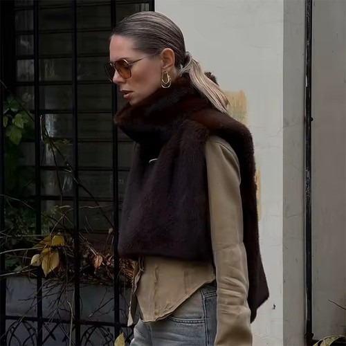 Women faux fur - fur, sleeveless