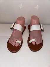 White Elegant Flat Sandals With Ring Toe For Ultimate Summer Comfort EU Size 43