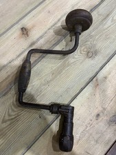 Carpenter Hand Drill Antique Wooden Handle Ratchet Brace Farmhouse Vintage