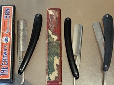 3X Vintage German Special Quality Razor Blade Folding Barber Tool with Case 