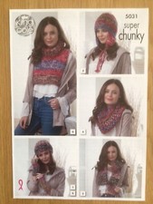 King Cole 5031 Hat,Helmet,Scarf,Snood,Wrist Warmers,Polo Insert Super Chunky