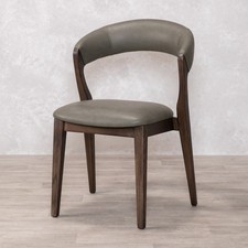 OLIVE GREEN FAUX LEATHER DINING CHAIR SOLID WOODEN FRAME STACKABLE SEATING