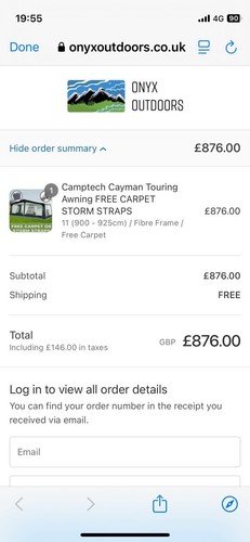 Camptech awning 900 925mm - awning, 900-925mm-