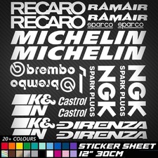 19x Racing Sticker Sheet Vinyl Decal Rally Sport Car Window Bumper Sticker JDM
