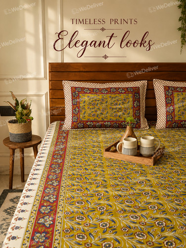 Bageecha yellow kalamkari - bageecha-yellow,