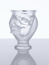 Lalique France Rosine Flying Birds Vase 5"  Signed NIB 