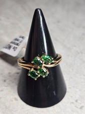 9ct Gold Kenyan Tsavorite Ring Size N 2.8g 1.5mm Birmingham Hallmark 