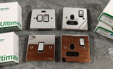 Schneider Electric Bundle x 4 Ultimate Chrome Low Profile Plate Switch Socket