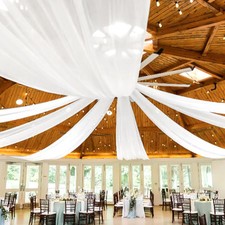 2 Panels White Ceiling Drapes