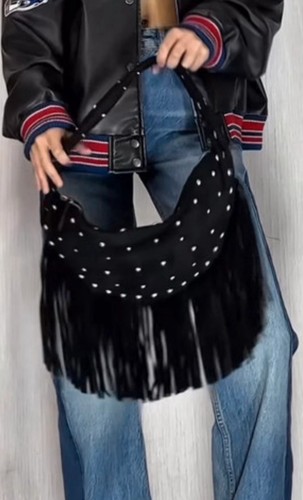 Zara viral black boho studded - viral,