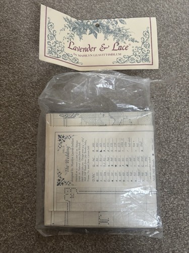 Lavender lace cross stitch - lace,