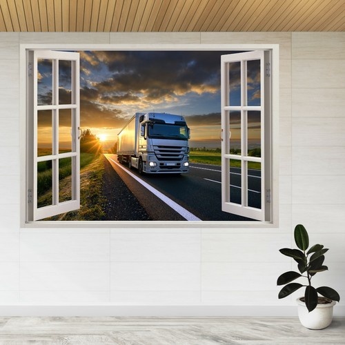 Road truck driving sunset - road,