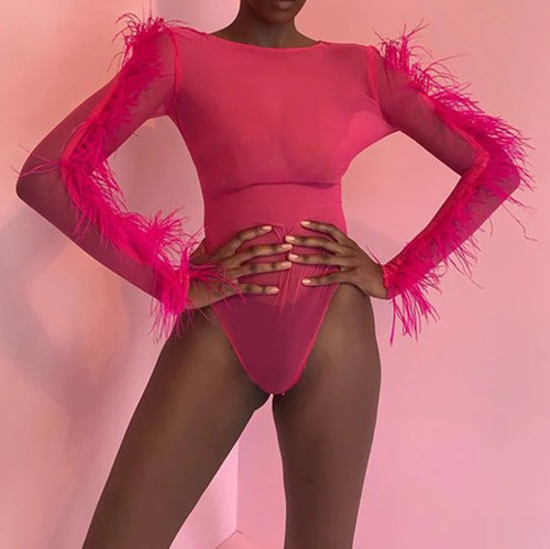 Sexy neon pink bodysuit - sexy,