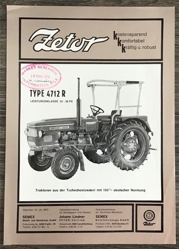 Zetor type 4712r tractor - type,