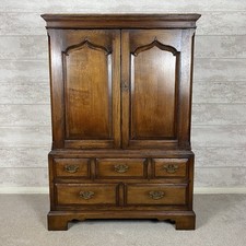 Quality Titchmarsh & Goodwin Solid Oak Wood 5 Drawer Key Lock Tv Cabinet