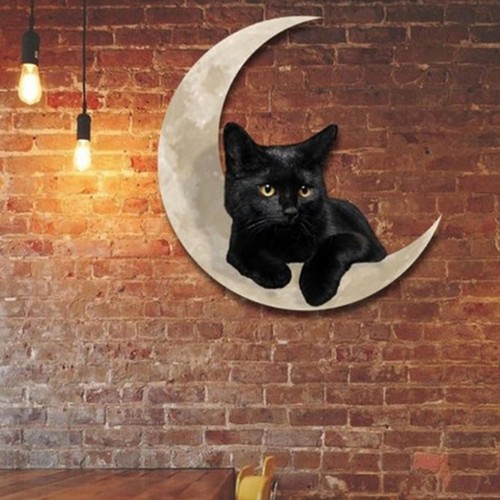 Cat moon metal wall art - moon,