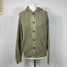 Marks & Spencer Faded Khaki Chunky Knit Hooded Cardigan Hoodie Size M 12 - 14