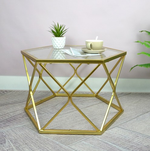 Hexagon glass coffee table for - hexagon,