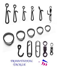 SWIVELS, SPLIT RINGS,FASTLINK,BAIT,LINK,ROTTEN BOTTOM CLIPS - SEA FISHING RIGS