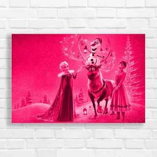 Frozen Enchanted Snowscape Pink Canvas Print Large Picture Wall Art