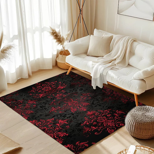 Black red gothic damask - red, area