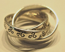 STERLING SILVER  3 BAND RUSSIAN WEDDING RING BAND WITH TRISKELLION DESIGN SIZE M