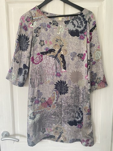 Monsoon grey silk dress - , ft